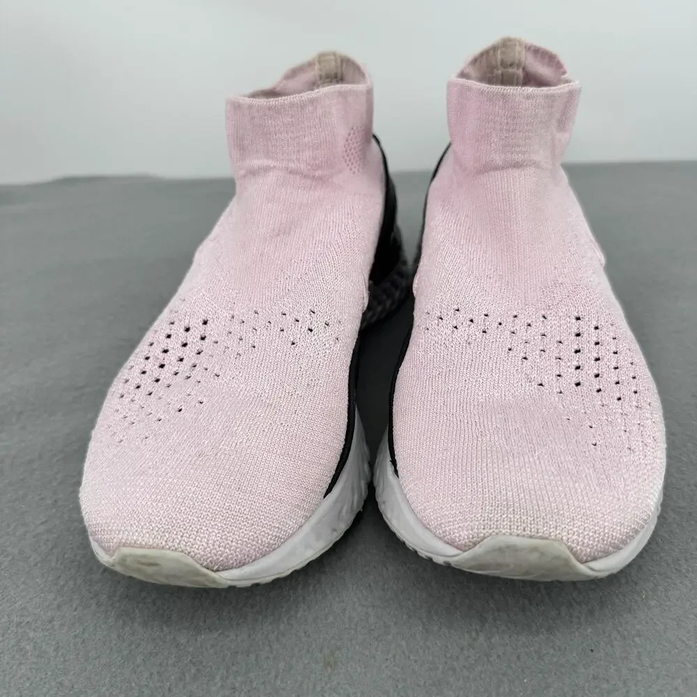 Nike Rise React Flyknit Pink Foam Black Womens Size 8 AV5553-660 Sock Shoes